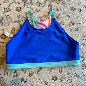 Athleta Girl Swim Top Size XL 14 Reversible Blur Rainbow Racerback